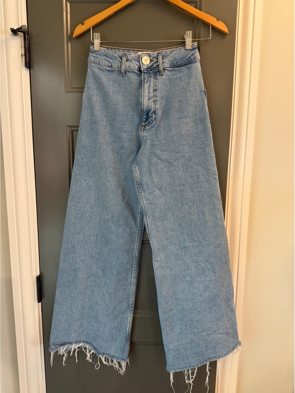 Zara Women's Light Blue Wide Leg Jeans The Marine Straight